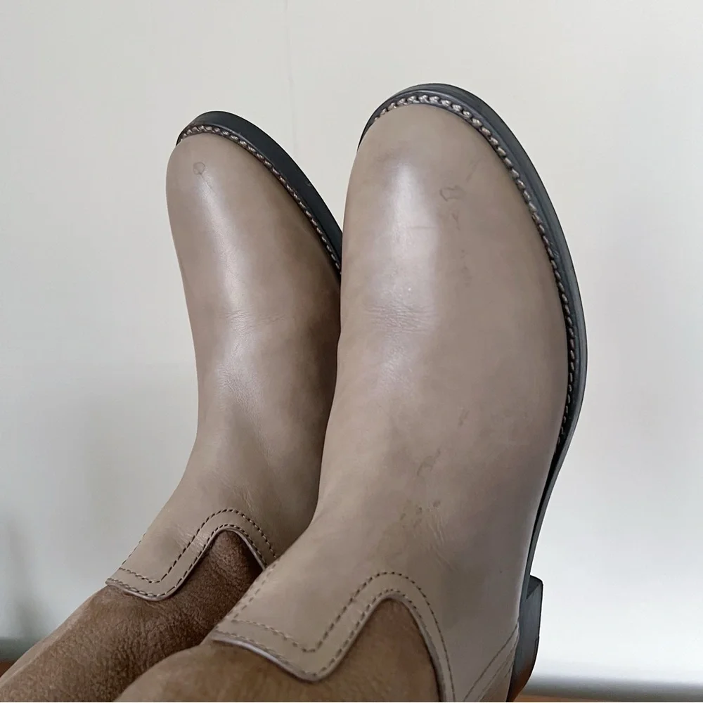Tory Burch • Simone Over-the-Knee Boots leather Weathered Brown taupe grey